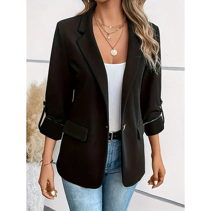 Elara | Women's Tailored Open Front Ruched Sleeve Blazer
