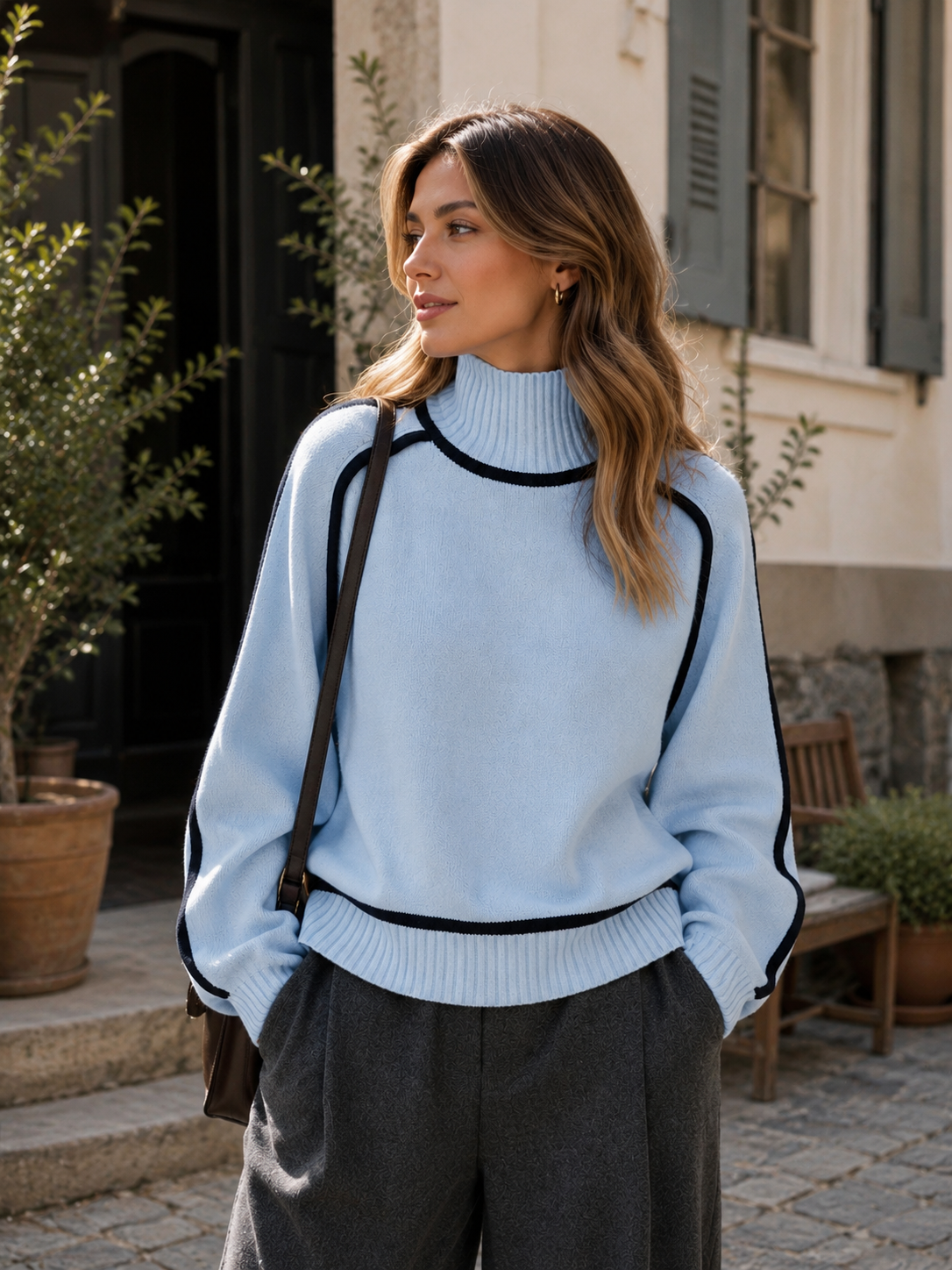 Sorenne | Women's Oversized Ribbed Knit Roll Neck Sweater