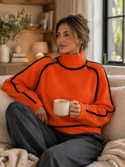 Sorenne | Women's Oversized Ribbed Knit Roll Neck Sweater