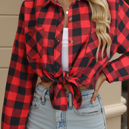 Wrenlee | Women's Relaxed Buffalo Check Plaid Button Up Shirt