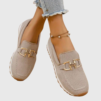 Susana | Loafers Orthopedic Platform Knit Gold Hardware Slip On