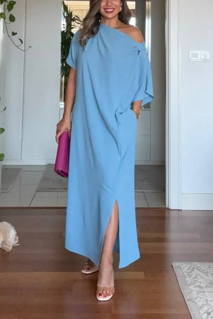 Marisol | Women's Asymmetric One-Shoulder Bow Detail Maxi Dress