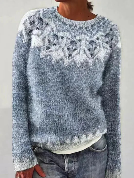 Carola | Women's Fair Isle Scandinavian Knit Boat Neck Sweater