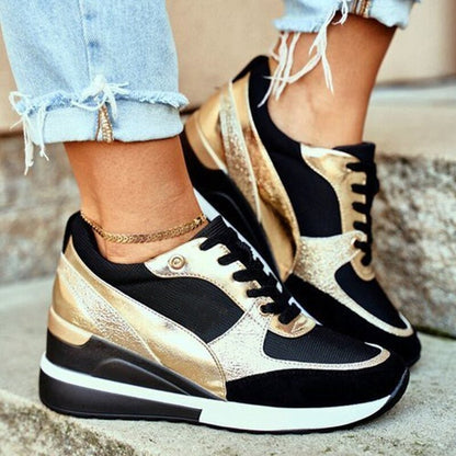Nancy | Women's Platform Wedge Lace-Up Fashion Sneaker