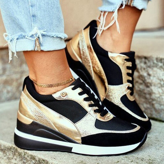 Nancy | Women's Platform Wedge Lace-Up Fashion Sneaker