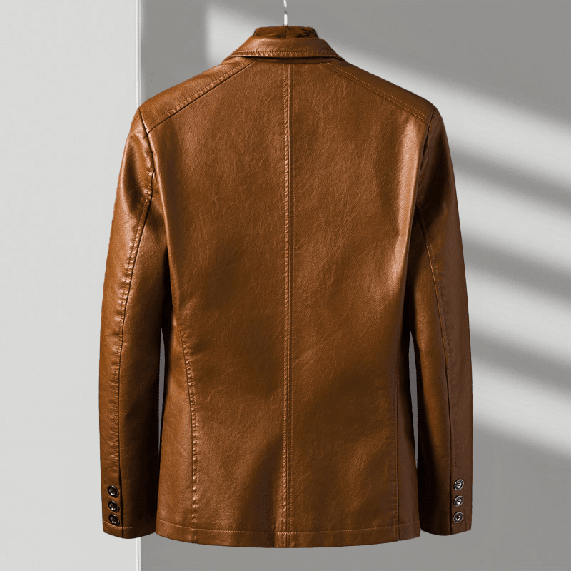 Lucian | Men's Faux Leather Tailored Two-Button Blazer Jacket