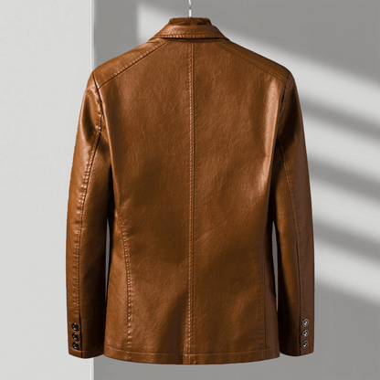 Lucian | Men's Faux Leather Tailored Two-Button Blazer Jacket