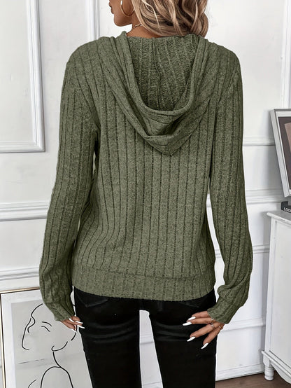 Cassidy | Women's Cozy Ribbed Textured Drawstring Hoodie