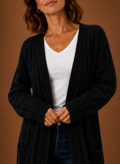 Fernwood | Women's Cable Knit Hooded Long Duster Cardigan