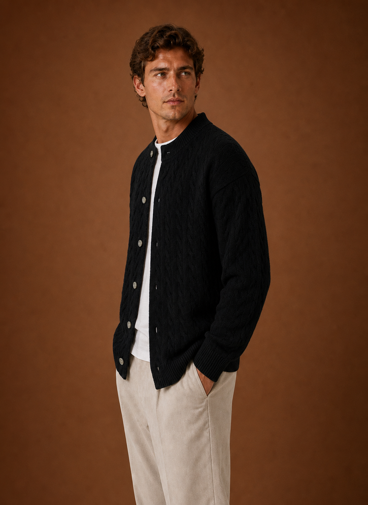 Ellsworth | Men's Cable Knit Button Front Cardigan Sweater