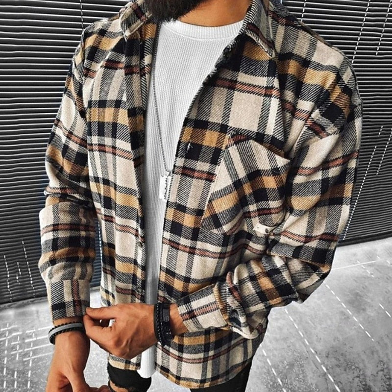 Roman | Men's Checked Plaid Relaxed Fit Overshirt