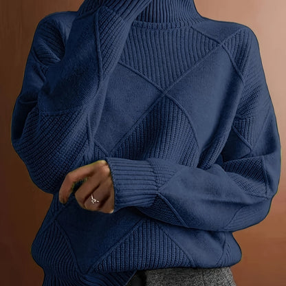Ophira | Women's Chunky Textured Turtleneck Cable Knit Sweater
