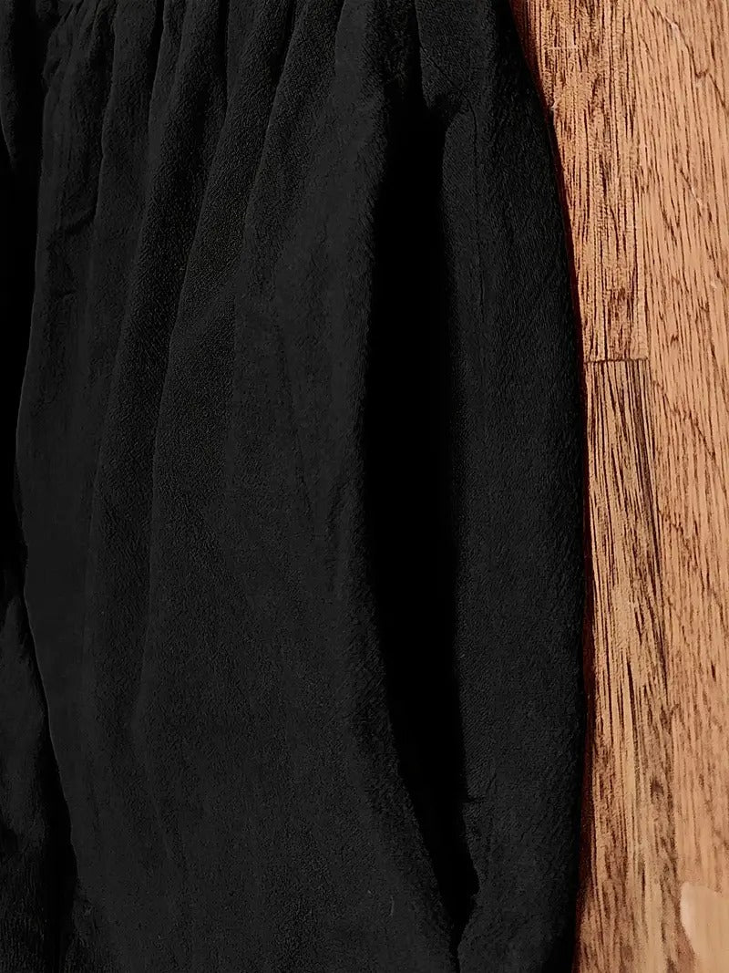 Sage | Round Neck Short Sleeve Gathered Waist Loose Maxi Casual Dress