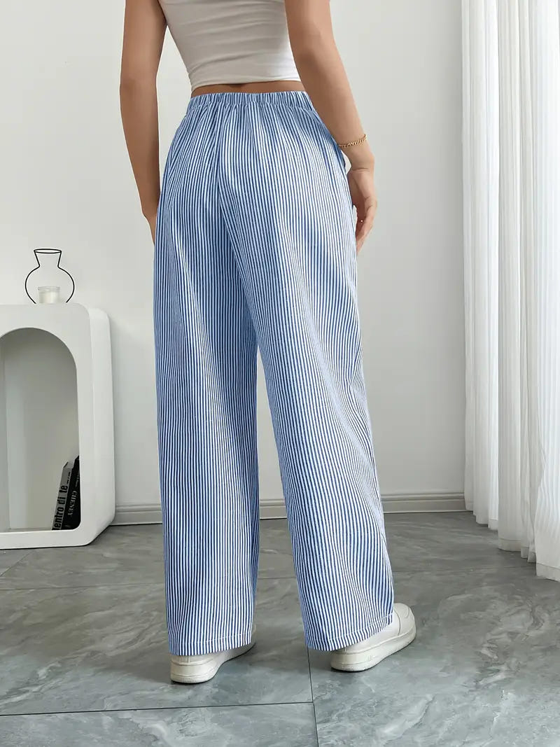 Marbella | Women's Wide Leg Striped Drawstring Beach Pants