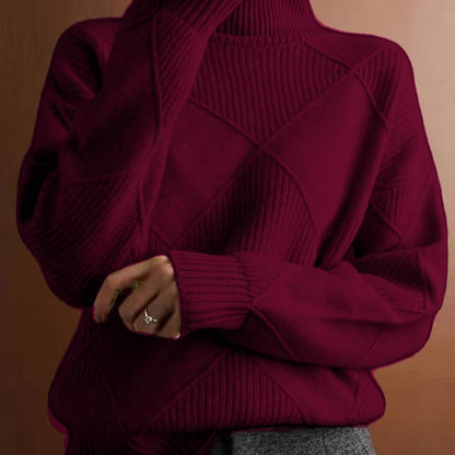Ophira | Women's Chunky Textured Turtleneck Cable Knit Sweater