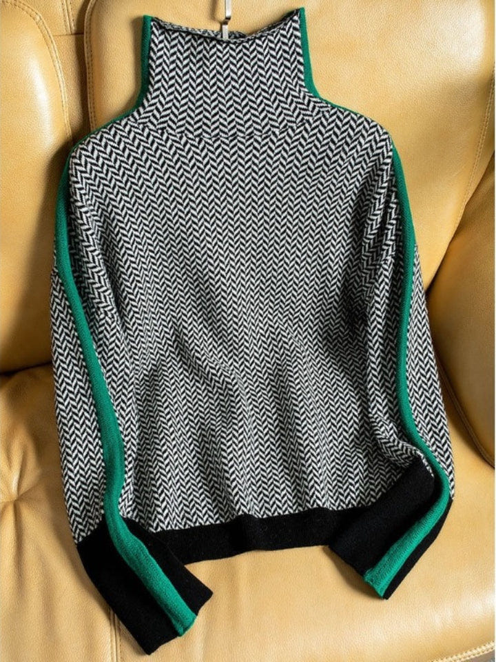 Marlowe | Women's Turtleneck Herringbone Knit Sweater
