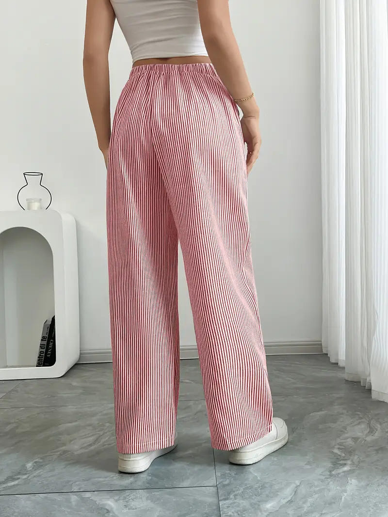 Marbella | Women's Wide Leg Striped Drawstring Beach Pants