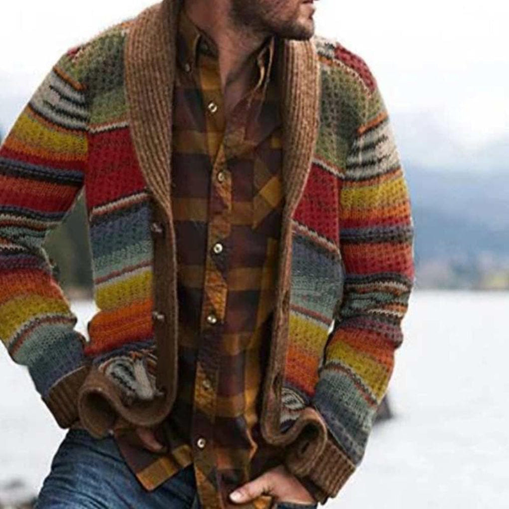 Jasper | Men's Striped Shawl Collar Knit Cardigan