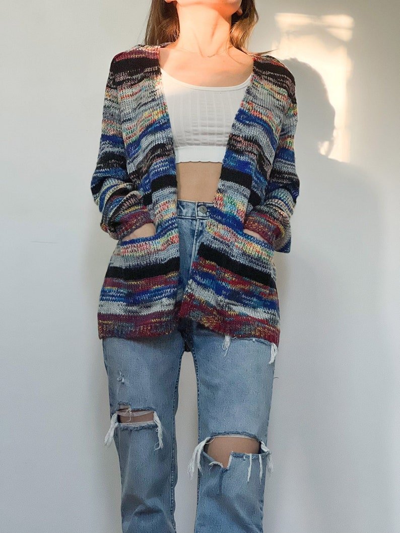 Faylinn | Women's Striped Open Front Knit Cardigan