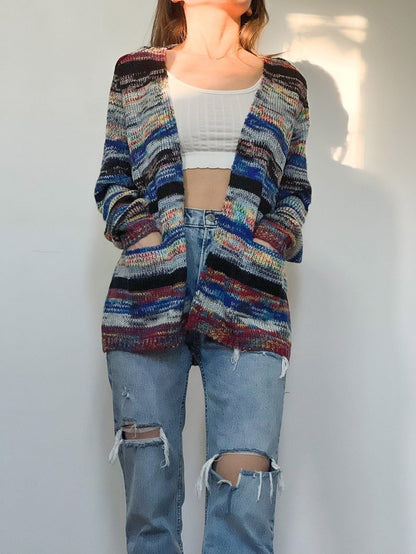 Faylinn | Women's Striped Open Front Knit Cardigan