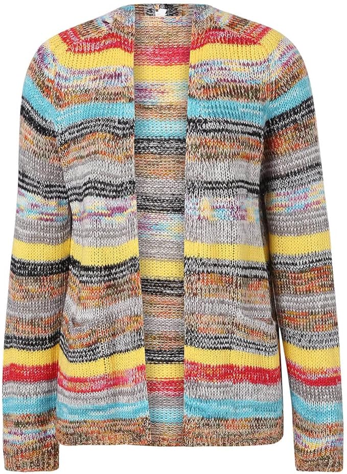 Faylinn | Women's Striped Open Front Knit Cardigan