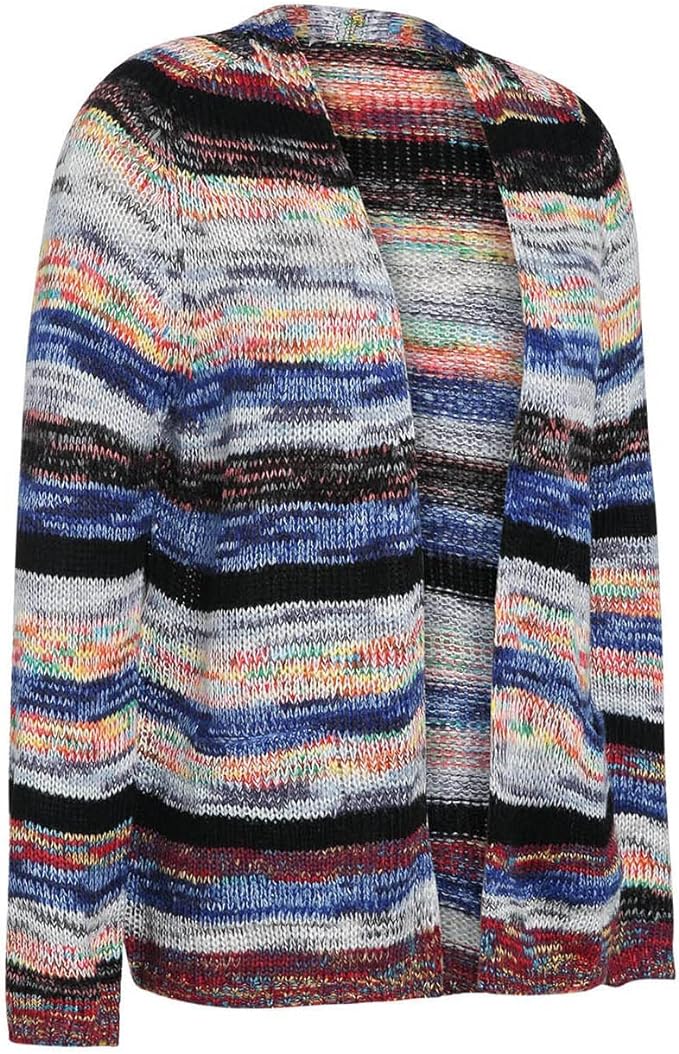 Faylinn | Women's Striped Open Front Knit Cardigan