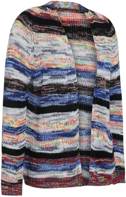 Faylinn | Women's Striped Open Front Knit Cardigan