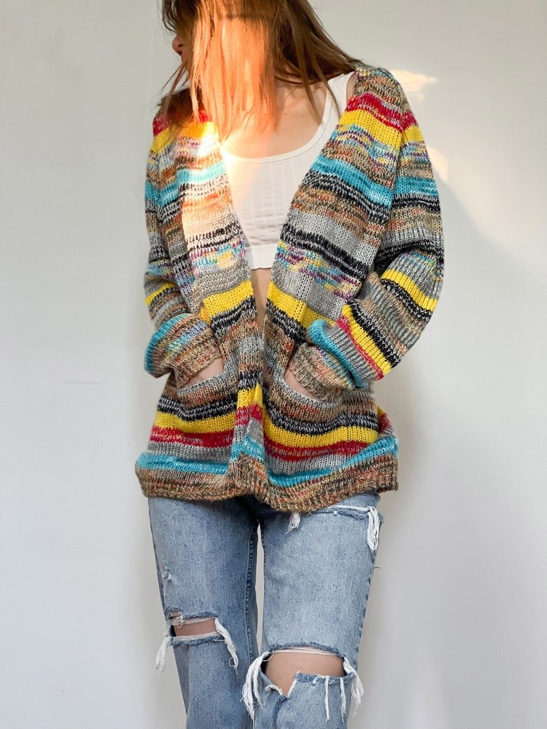 Faylinn | Women's Striped Open Front Knit Cardigan