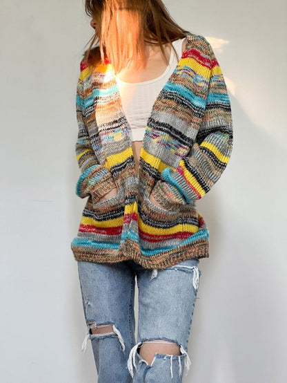 Faylinn | Women's Striped Open Front Knit Cardigan