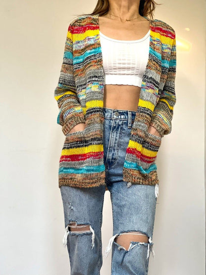 Faylinn | Women's Striped Open Front Knit Cardigan