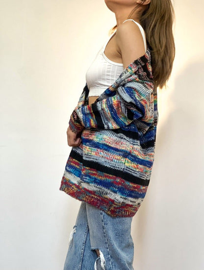 Faylinn | Women's Striped Open Front Knit Cardigan