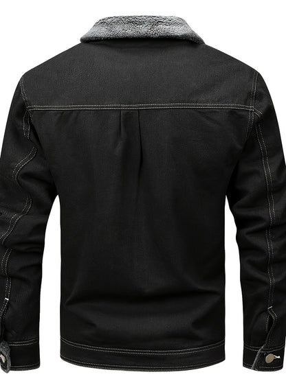 Draven | Men's Warm Fleece Lined Washed Denim Winter Jacket
