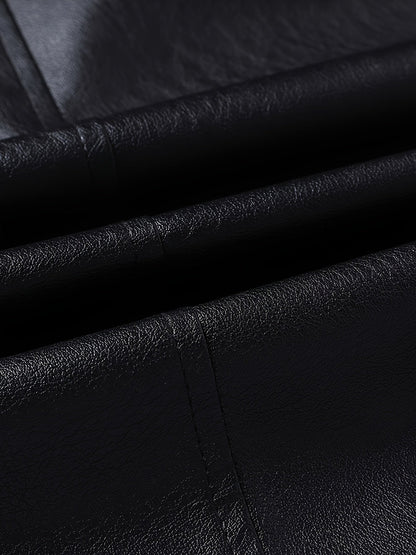 Maddox | Men's Zip Faux Leather Collared Bomber Jacket
