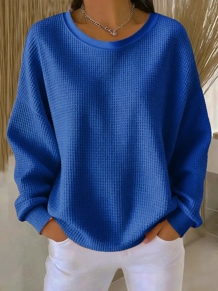 Solene | Women's Waffle Knit Oversized Long Sleeve Sweater
