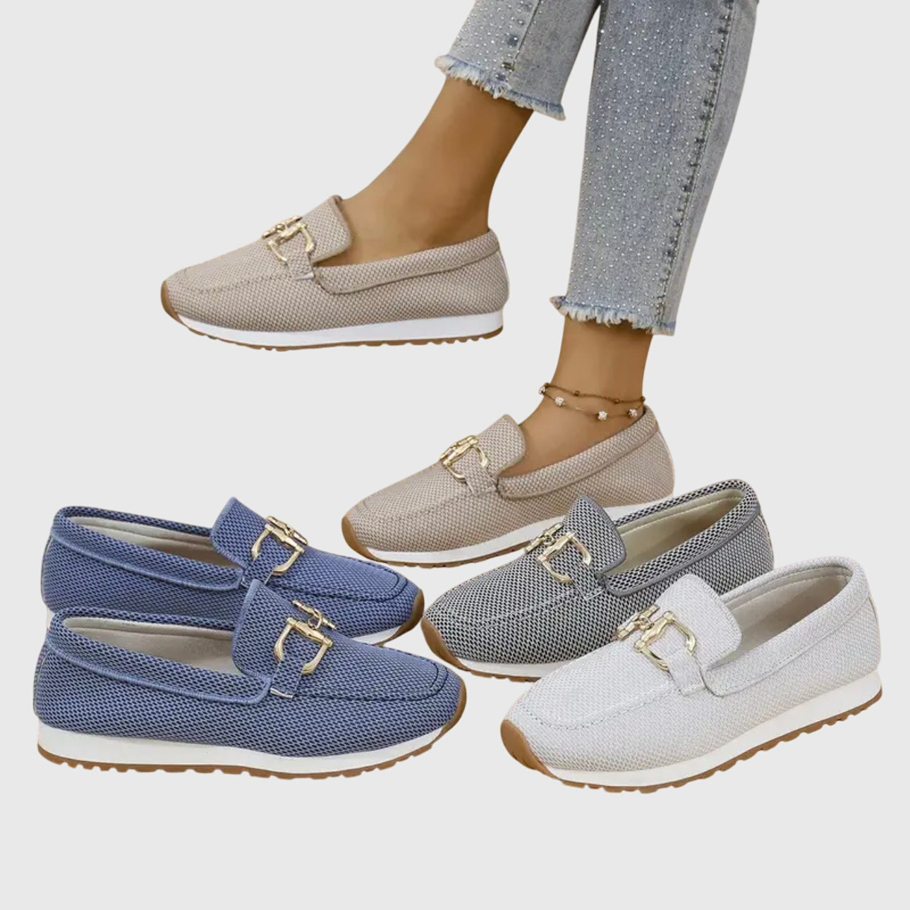 Susana | Loafers Orthopedic Platform Knit Gold Hardware Slip On