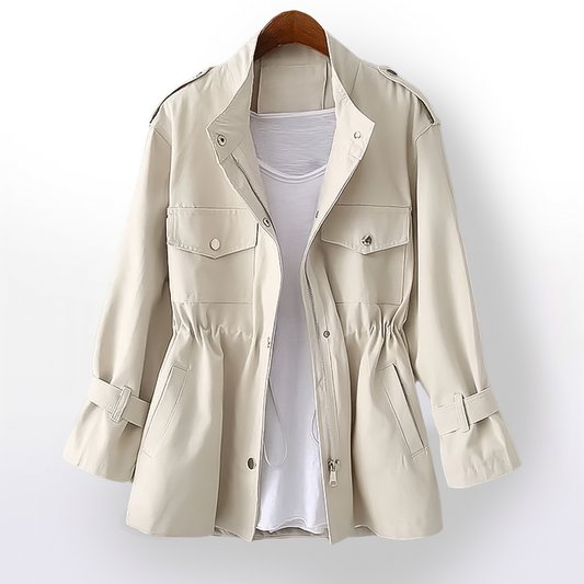 Solveig | Women's Utility Field Anorak Drawstring Waist Short Trench Coat