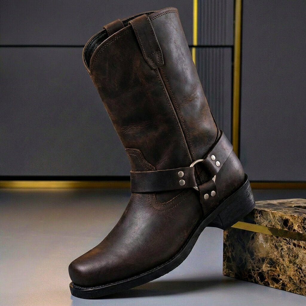 Dorian | Men's Genuine Leather Harness Square Toe Western Boot