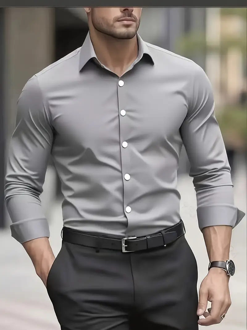 Alaric | Men's Slim Fit Long Sleeve Smart Casual Dress Shirt