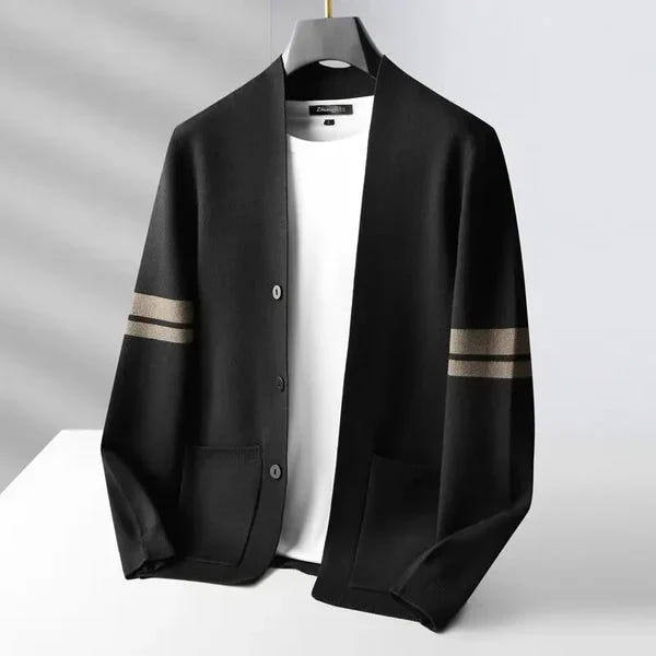 Osric | Men's Knit Striped Sleeve Open Front Cardigan