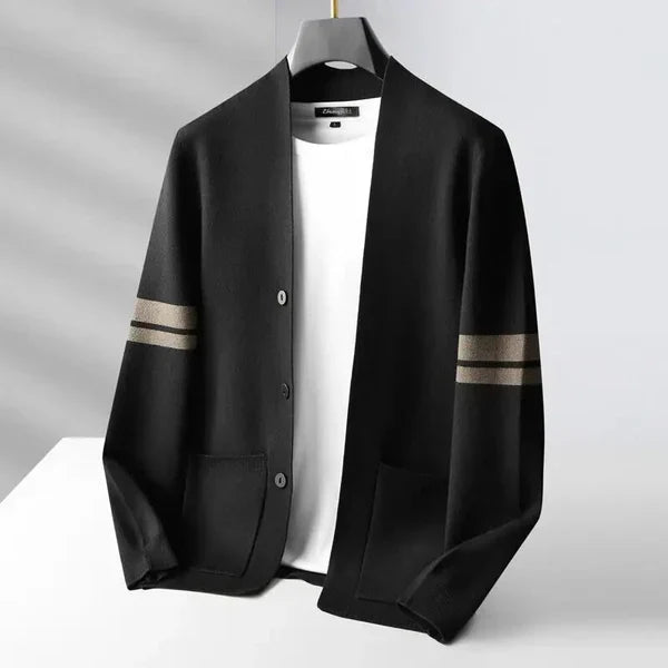 Osric | Men's Knit Striped Sleeve Open Front Cardigan