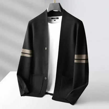 Osric | Men's Knit Striped Sleeve Open Front Cardigan