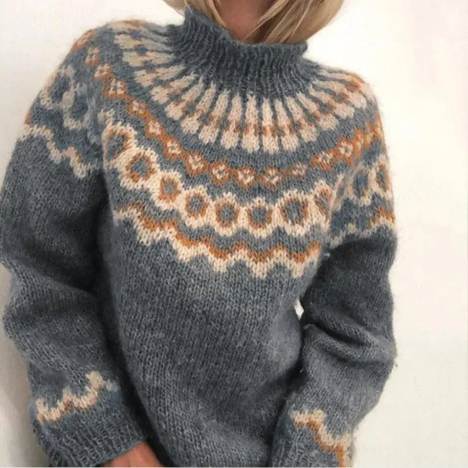 Ingrid | Women's Nordic Fair Isle Turtleneck Long Sleeve Cute Sweater