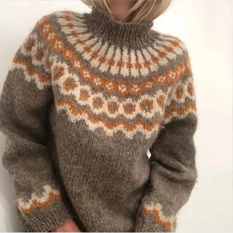 Ingrid | Women's Nordic Fair Isle Turtleneck Long Sleeve Cute Sweater