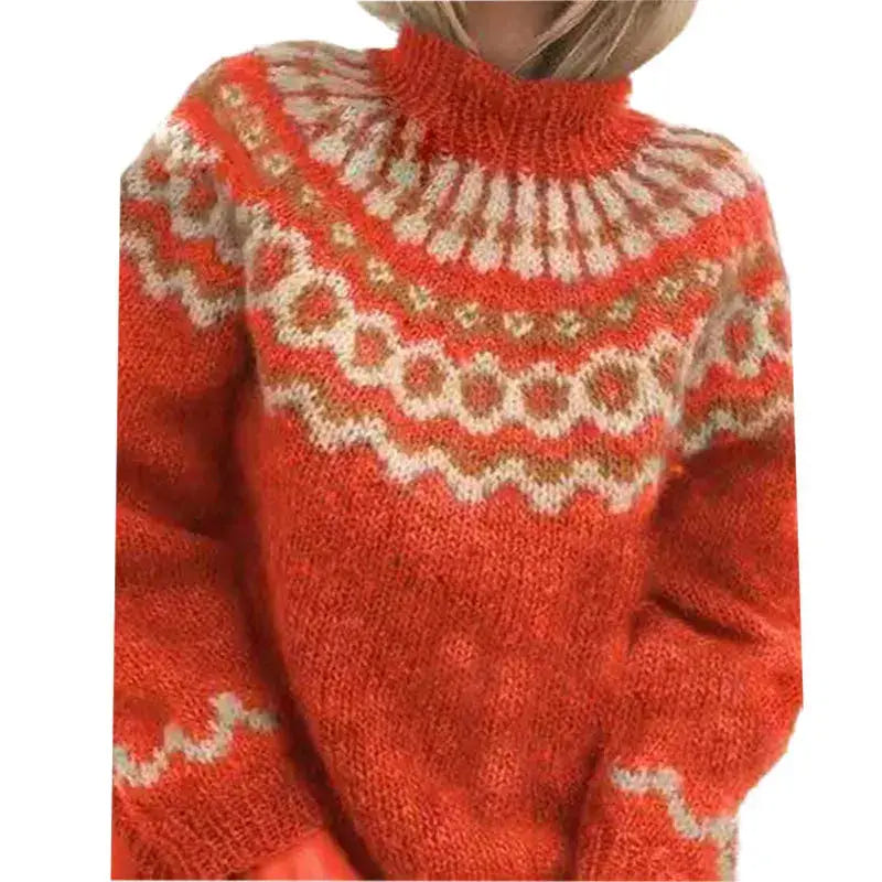 Ingrid | Women's Nordic Fair Isle Turtleneck Long Sleeve Cute Sweater