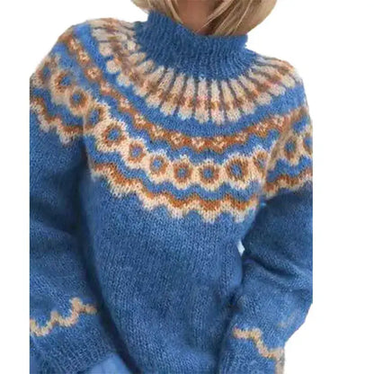 Ingrid | Women's Nordic Fair Isle Turtleneck Long Sleeve Cute Sweater