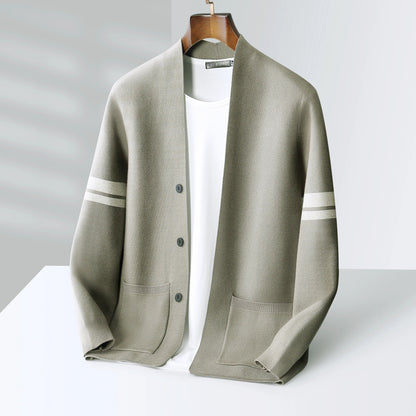 Osric | Men's Knit Striped Sleeve Open Front Cardigan