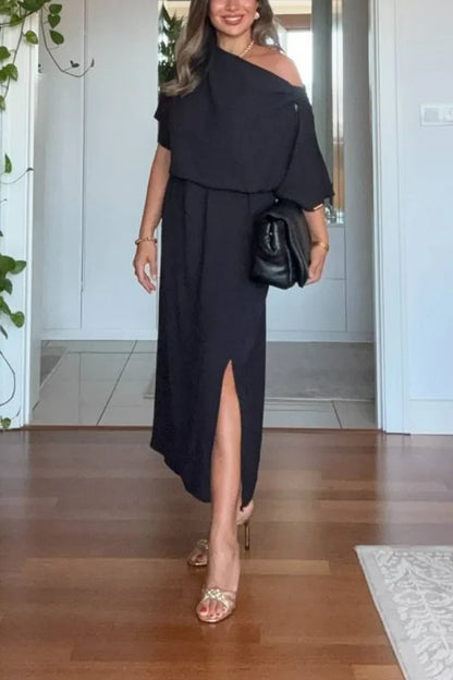 Marisol | Women's Asymmetric One-Shoulder Bow Detail Maxi Dress