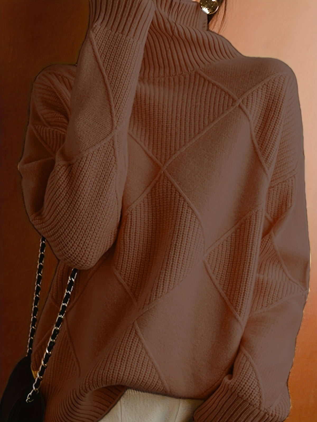 Ophira | Women's Chunky Textured Turtleneck Cable Knit Sweater