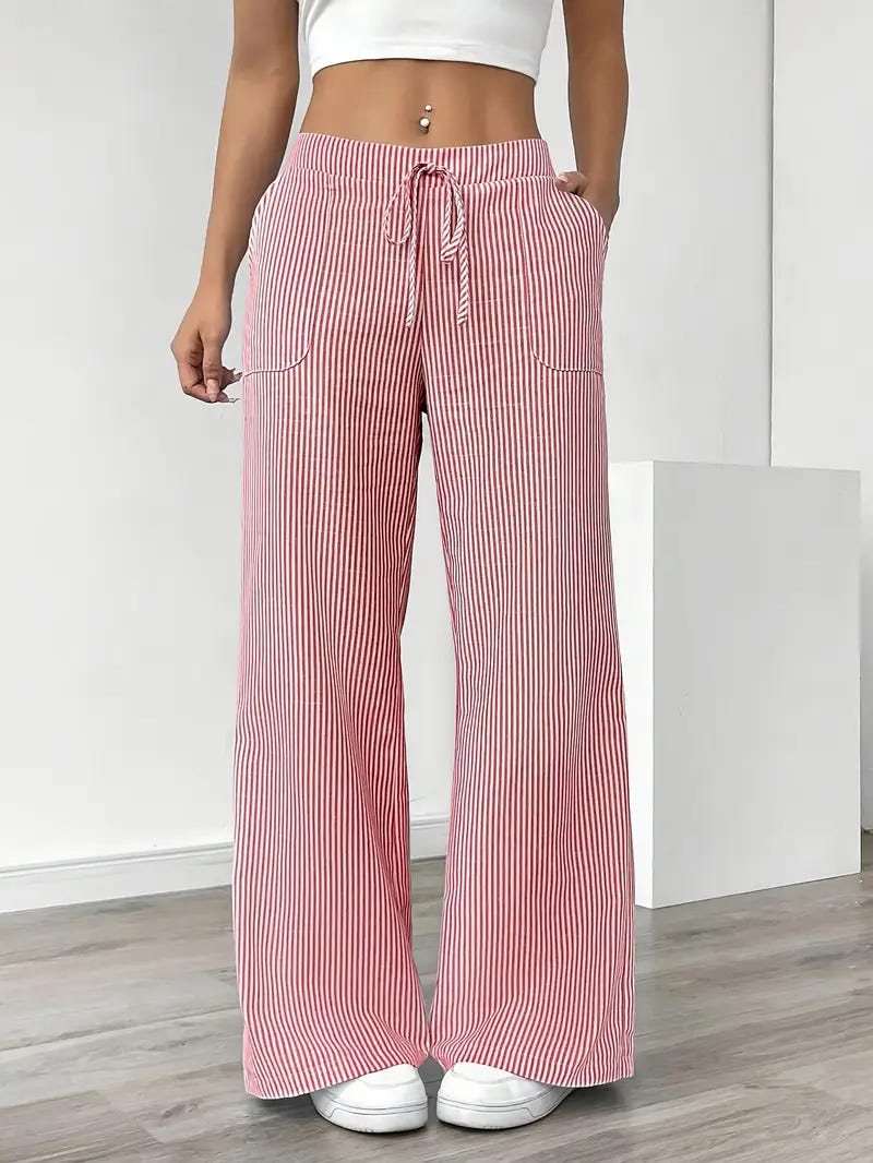 Marbella | Women's Wide Leg Striped Drawstring Beach Pants