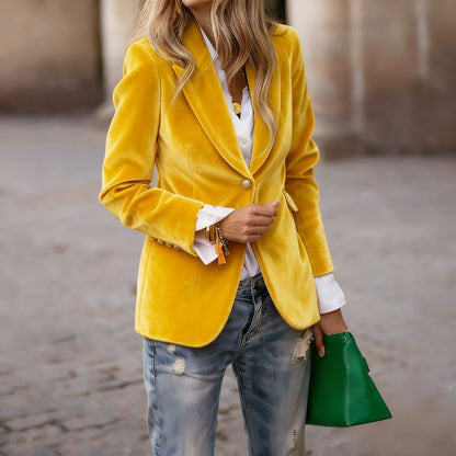 Beatrice | Women's Velvet Notched Lapel Fitted Blazer